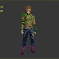 Man With Red Hair And Sunglasses Wearing Decorative Shoulder Wings Black Pants Gold Accents