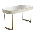 Modern Sleek Desk With Light Tabletop Single Drawer And Curved Metal Legs
