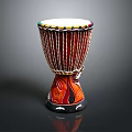 Traditional Red Handcrafted Drum With White Drumhead Colorful Edge And Carved Body Patterns For Home Use