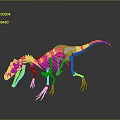 Detailed White Dinosaur Skeleton Model with Clear Bone Structure on Reflective Surface 3d model