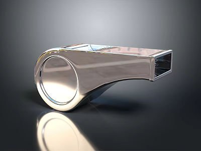 Shiny Silver Metallic Whistle Essential Household Item For Daily Life Use 3d model