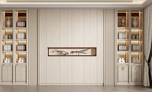 New Chinese-style Bookcase Decorative Cabinet 3d model