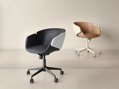 Modern Office Chairs Black White and Brown with Swivel Wheels for Home Office 3d model