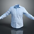 Light Blue Shirt With Long Sleeves And Pocket On Gray Background With Reflection 3d model