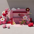 Pink First Birthday Party Decoration With Balloons Flowers And Cloud Backdrop