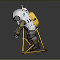 Diving Suit Character With Number 11 Metallic Armor Yellow Frame And Dome Helmet