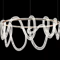 Modern Contemporary Chandelier With Curved White Design And Gold Frame For Home Lighting