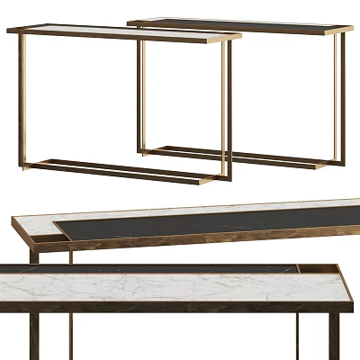 Elegant Modern Console Table With Sleek Metal Frame And Marble Top Design 3d model