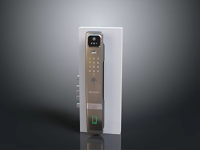 Smart Door Lock With Camera Keypad Fingerprint Recognition White Silver Modern Design 3d model