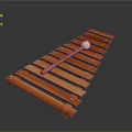 Red Wooden Xylophone with White Ball and Red Mallet as Practical Living Supplies