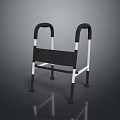 Stable Black And White Mobility Walker With Armrests And Four Legs 3d model