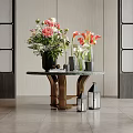 Modern Luxury Marble Side Table With Rose Gold Metal Base For Elegant Living Room Decor