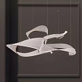 Modern Contemporary Chandelier With Flowing White Shade And Gold Metal Frame Design