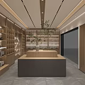 Traditional Chinese Tea House Interior With Wooden Decor Display Shelves Tables Chairs And Green Plants