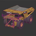 Caterpillar Yellow Dump Truck With Large Tires Number 3 And Tipping Bed