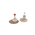 Elegant Drinking Glasses with Decanter Round Tray and Bottle with Fabric Cover for Home Bar