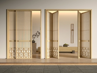 Japanese-style screen partition door 3d model