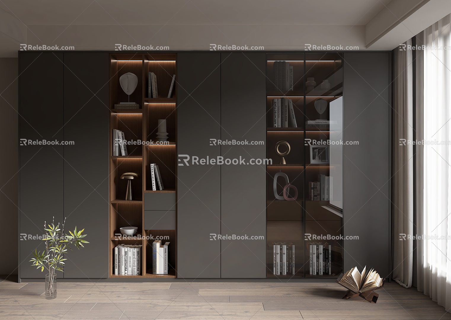 Light Luxury Home Bookcase 3d model