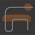 Modern Orange Leather Chair With Metal Armrests Legs And Contemporary Sleek Design