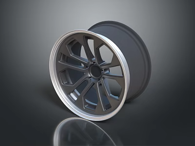 Black Tire With Silver Alloy Wheel Spoke Design And Glossy Finish 3d model