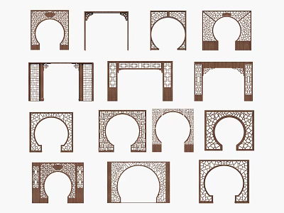 Ornate Door Arches With Carved Patterns Various Frames And Decorative Designs 3d model