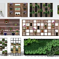 Vertical Living Wall Design With Various Plant Decor And Wooden Structure Elements 3d model