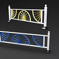 Municipal Road Guardrail With White Railings And Colorful Fan Shaped Patterns