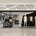 Modern Clothing Store Interior With Hangers Clothes Chairs Tables And Flowers