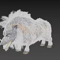3D Rendered Fantasy Wild Boar With Gray Brown Fur And Long Tusks
