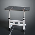 Mobile Side Table With Black Marble Top And White Frame On Wheels