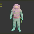 Game Movie Character Astronaut In White Spacesuit With Gold Helmet And Red Accents
