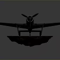 Vintage Dark Green Fighter Aircraft 3D Model With Rock Base And Propeller