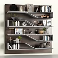 Stylish Decorative Ornaments Set Arranged On Modern Shelves With Books Plants Vases And Photo Frames