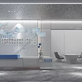 Modern Minimalist Office Reception Area With Blue White Desk And CIOT Logo
