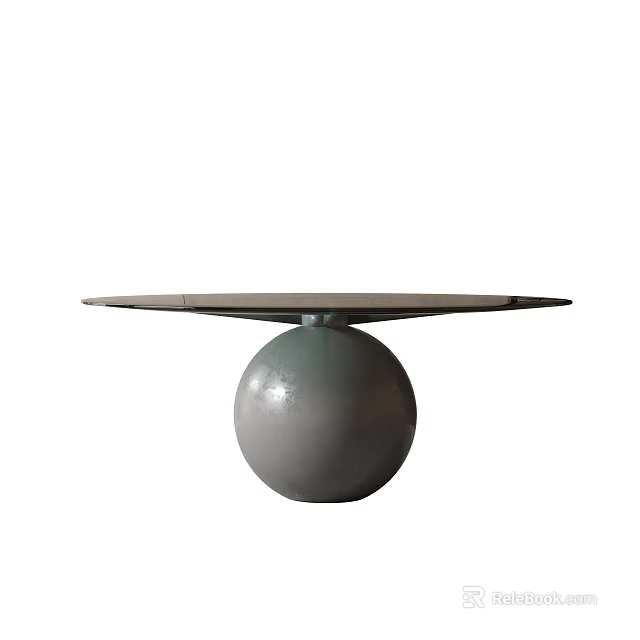 Modern Dining Table With Sphere Base And Sleek Metal Top Design 3d model