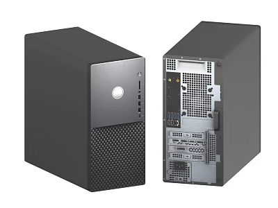 Modern Desktop PC Tower Displaying Black Front Panel And Internal Components 3d model