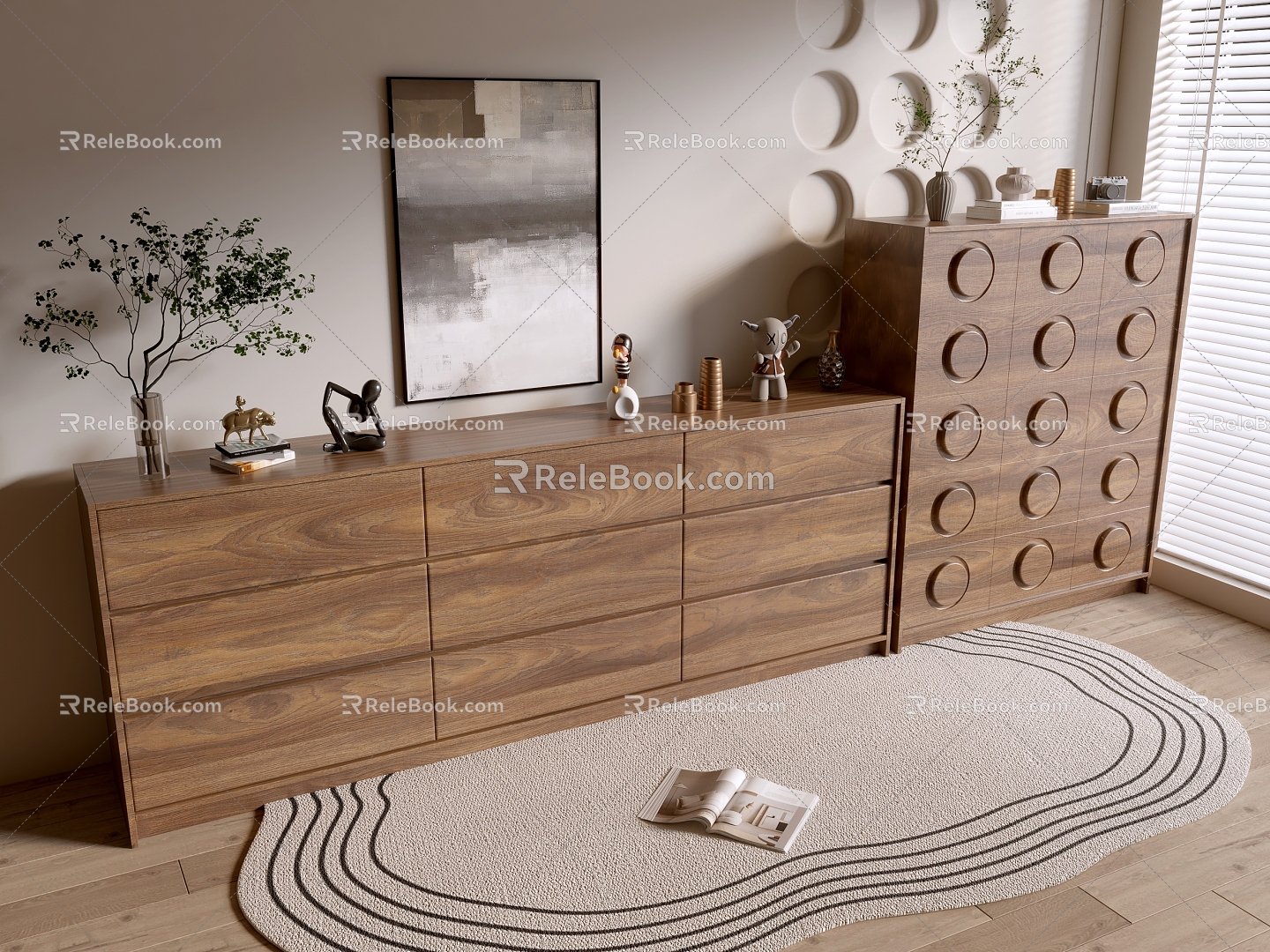 Modern Wood Grain Cabinet Simple Style Cabinet Whole Cabinet Sideboard Balcony Cabinet Storage Cabinet Entrance Cabinet 3d model