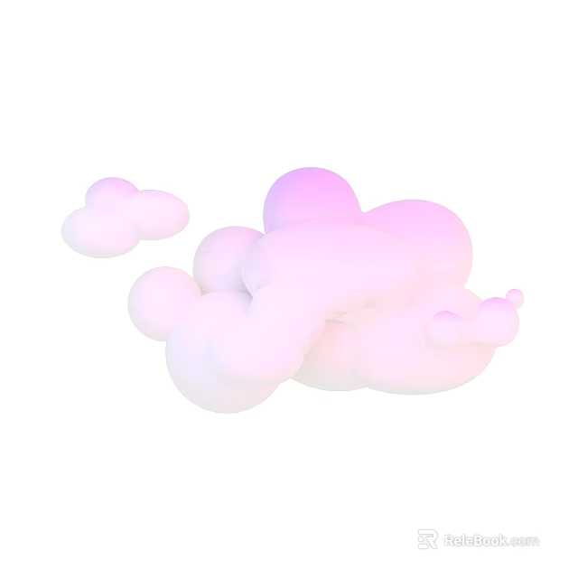 Soft Pastel Pink And White Clouds 3D Rendered With Gradient Tones 3d model 