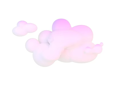 Soft Pastel Pink And White Clouds 3D Rendered With Gradient Tones 3d model