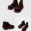 Brown Leather Lace up Boots With Stitching Detail And Thick Sole For Everyday Wear