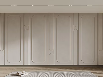 Minimalist Interior Wall Design With Elegant Gypsum Molding And Light Beige Panels 3d model