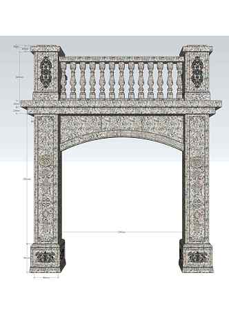 Marble gatehouse 3d model