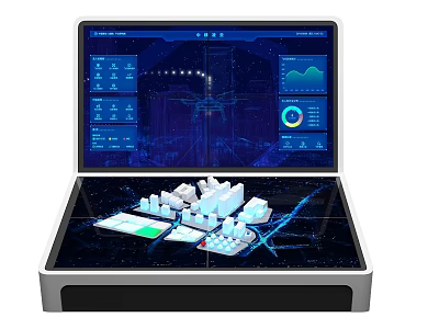 Interactive Commercial Equipment With Smart Display Screen Data Charts And Building Models 3d model