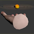 Decorative Ornament Set Featuring Solar System Sun Planets and Small Particles on Hand