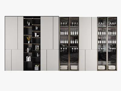 Elegant Modern Wine Cabinet With Glass Doors And Wine Bottle Racks 3d model