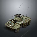 Military Reconnaissance Vehicle With Dual Antennas Turret Six Wheels And Camouflage Paint