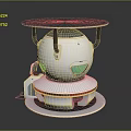 Silver Spherical Mechanical Device With Circular Top Platform Green Lights And Base 3d model
