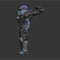 Futuristic Mech Weapon Design With Blue Armor And Arm Mounted Cannon