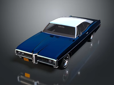 Vintage Blue Classic Car With Sleek Design And Chrome Accents 3d model