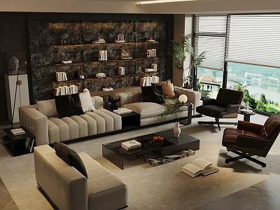 High End Modern Luxury Sofa And Coffee Table Combination For Elegant Living Room Interior 3d model